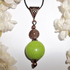 Necklace, Boho Necklace, Green Necklace, Green & Copper Necklace, Necklace A079